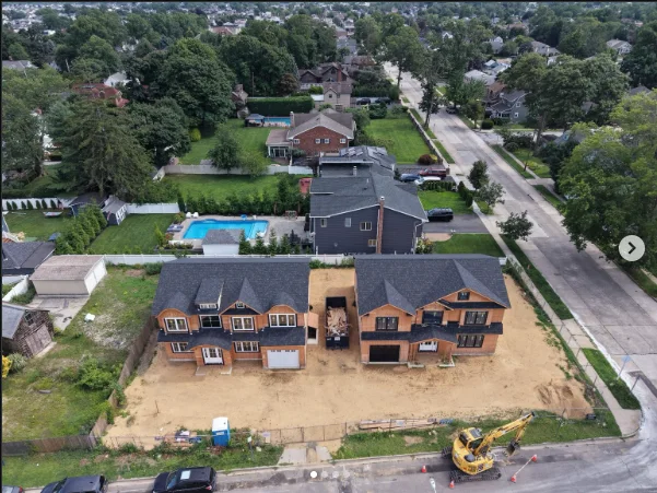 Residential construction aerial view