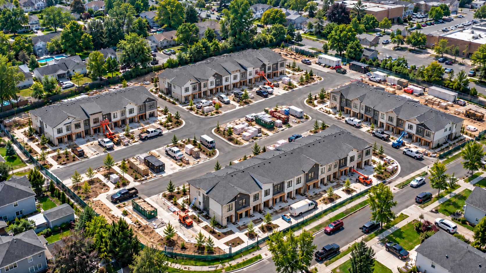 Illustrative townhouse construction phase: finishing